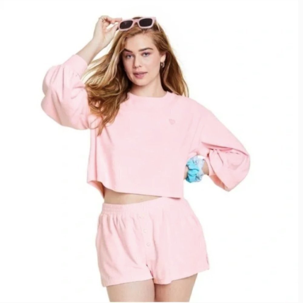 Target x‎ Stoney Clover Terry Sweatshirt Cropped Pink size Small